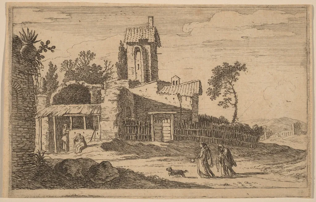 Ruined Building with a Tower, by Herman van Swanevelt, ink, 1628