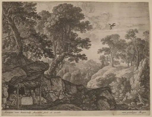 Saints Paul and Anthony by the Entrance to a Cave, by Herman van Swanevelt