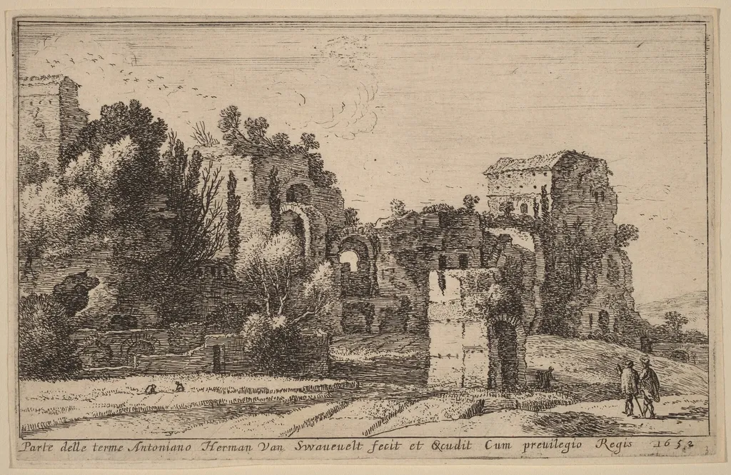 The Baths of Caracalla, by Herman van Swanevelt, ink, 1628