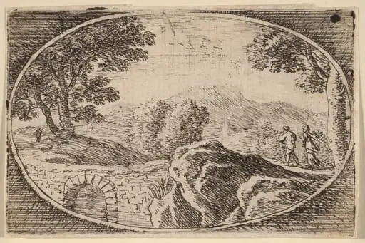 Two Figures near a Small Stone Bridge, by Herman van Swanevelt