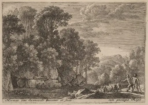 Two Satyrs Tending a Flock of Goats, by Herman van Swanevelt