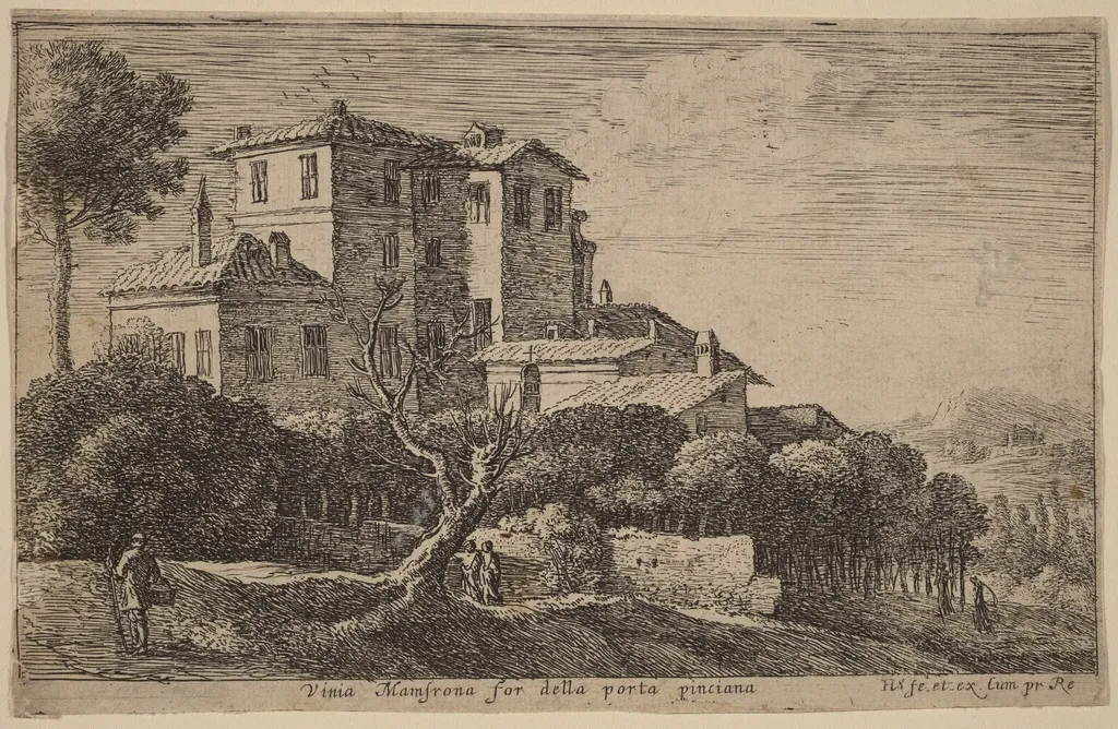 View of the Vineyard of the Villa Mamsrona, by Herman van Swanevelt, ink, 1628