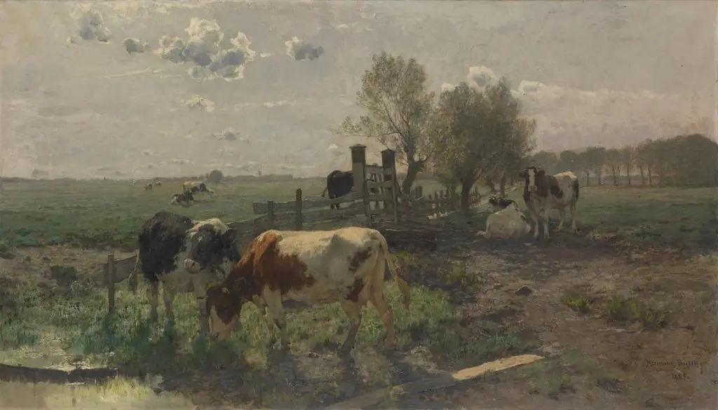 Dutch pastures, morning, by Hermann Baisch