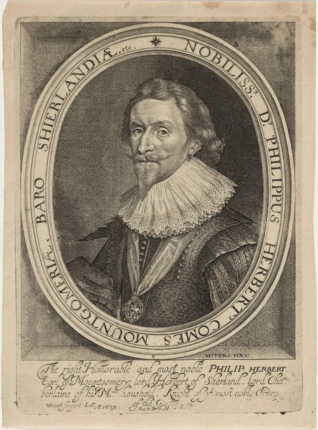 Philip Herbert, Fourth Earl of Pembroke, by Hermann Marx, ink, 1630