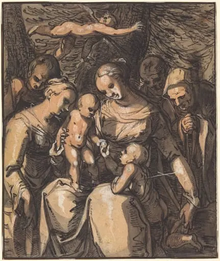 The Holy Family with Saints [recto], by Hermann Weyer