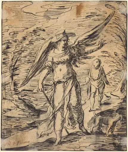 Tobias and the Angel [verso], by Hermann Weyer