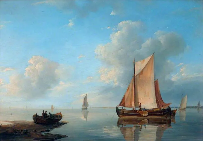 Sea Piece: Calm Waters, by Hermanus Koekkoek, oil, 1858