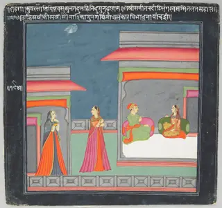Hero and Heroine Subject: Lovers in Pavilion; Two Attendants in Courtyard