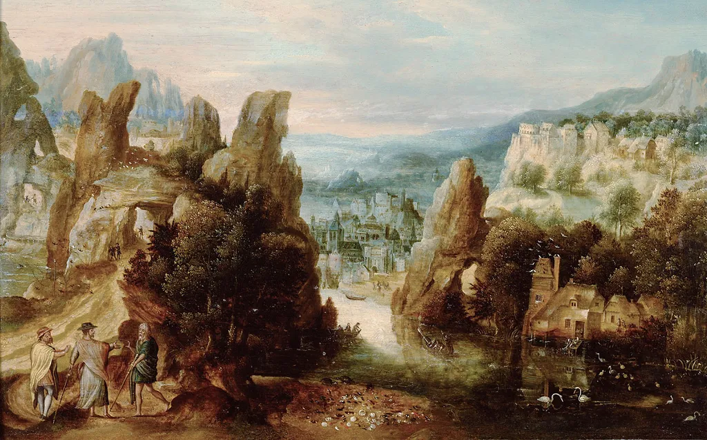 Landschaft mit dem Gang nach Emmaus, by Herri met de Bles, unspecified, 1537