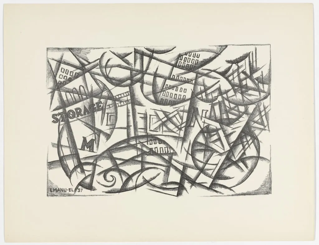 Untitled, by Herzl Emanuel, ink, 1937
