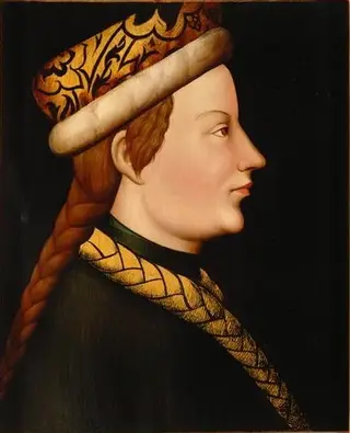 Herzogin Beatrix von Zollern (1362/65-1414), Profilbildnis mit dem Zopforden nach einem verlorenen Original (vom Meister von Heiligenkreuz?)