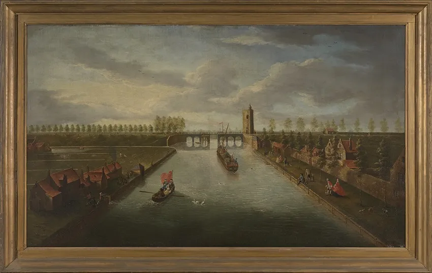 Het Minnewater in Brugge, oil, 1740