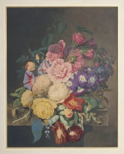 Hollyhocks, Roses, Etc, by Hewlett