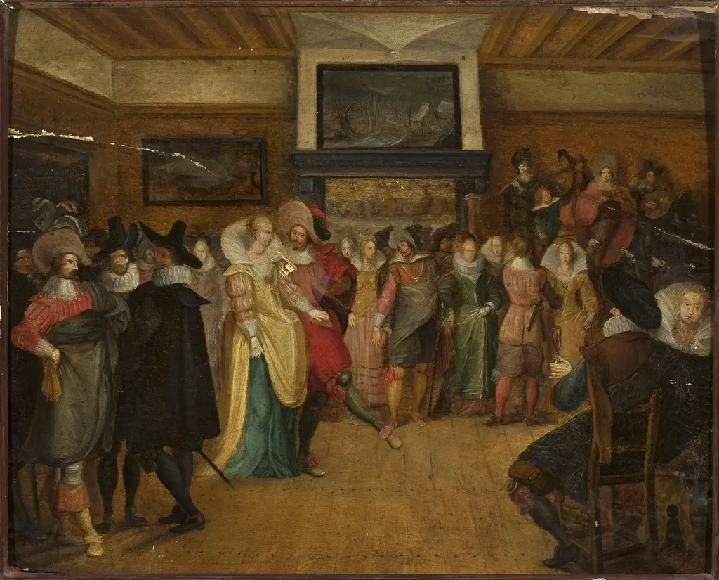 Ball scene, by Hieronymous Francken I, oil, 1610