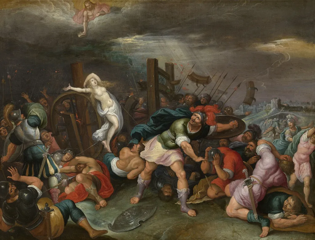 The Martyrdom of St Catherine of Alexandria, by Hieronymous Francken II, oil, 1615