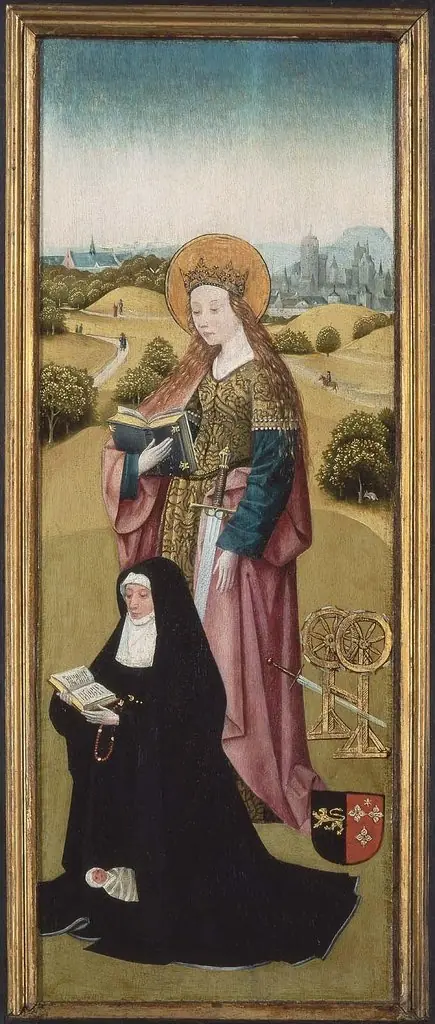 Heilwich van der Rullen and Her Daughters with Saint Mary Magdalen (outer face); Hendrixke van Langhel and Her Deceased Child with Saint Catherine (inner face)