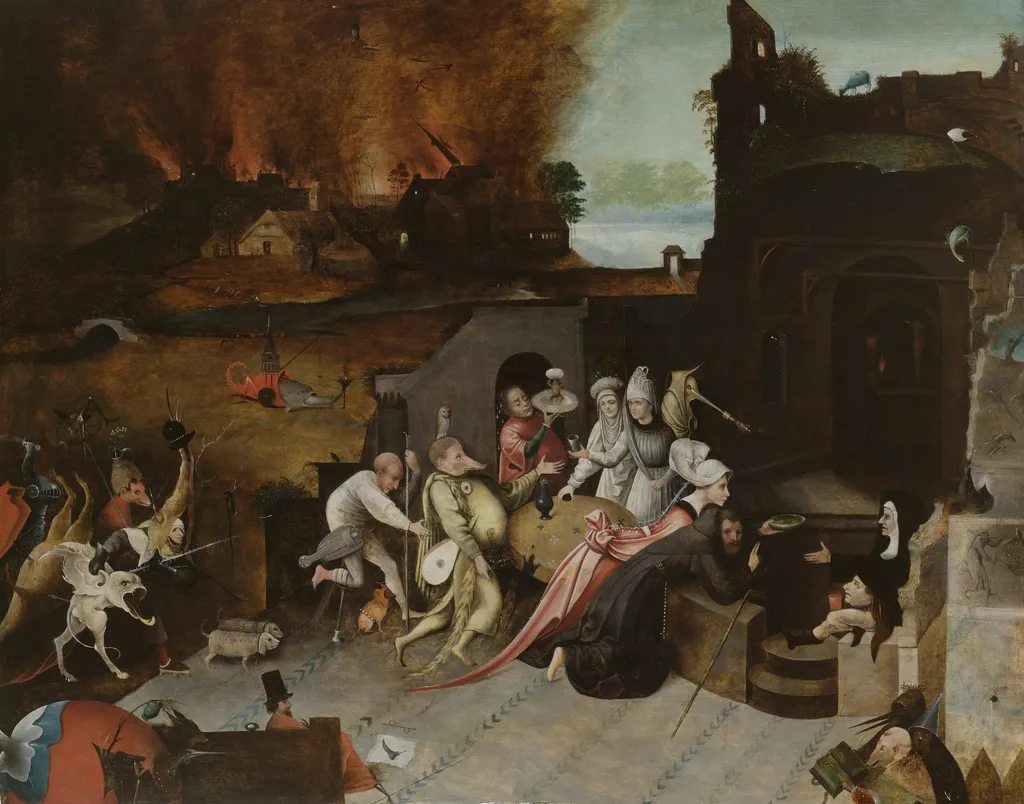 The temptation of St Antony, by Hieronymus Bosch, oil