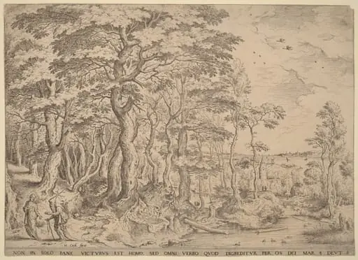 Landscape with the Temptation of Christ, by Hieronymus Cock