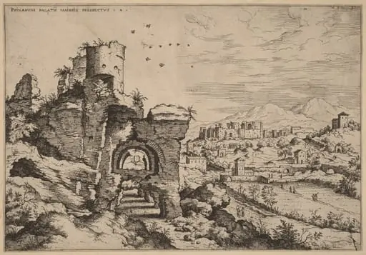 Ruins on the Palatine, Looking toward the Baths of Caracalla, by Hieronymus Cock