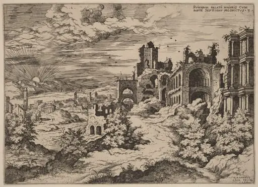 Ruins on the Palatine with a Panoramic Landscape, by Hieronymus Cock