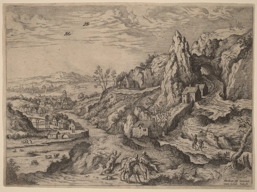 Sacrifice of Abraham, by Hieronymus Cock, ink, 1551