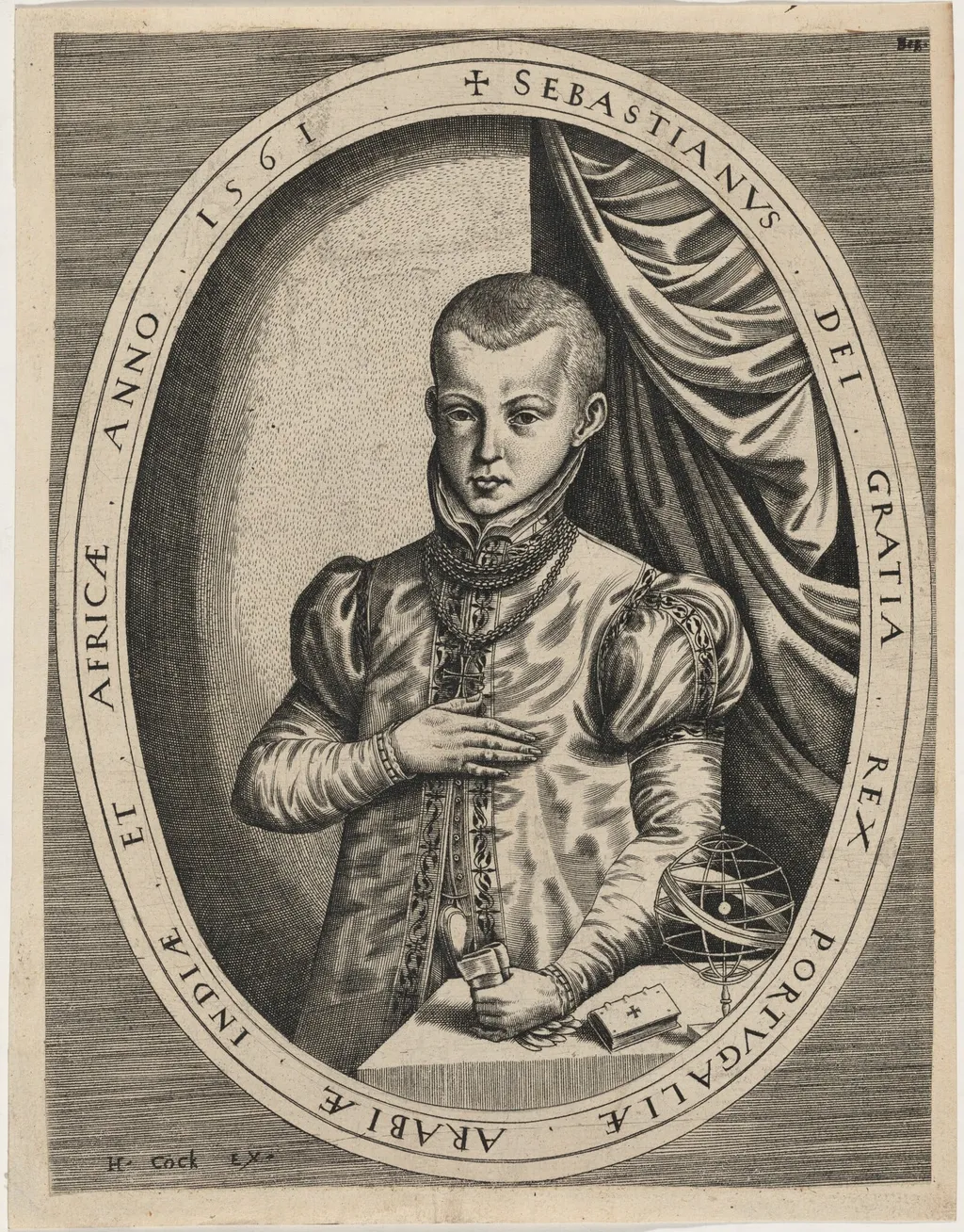 Sebastian, King of Portugal, by Hieronymus Cock, ink, 1540