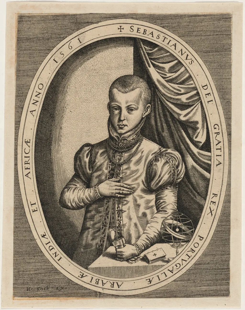 Sebastian, King of Portugal, by Hieronymus Cock, ink, 1540