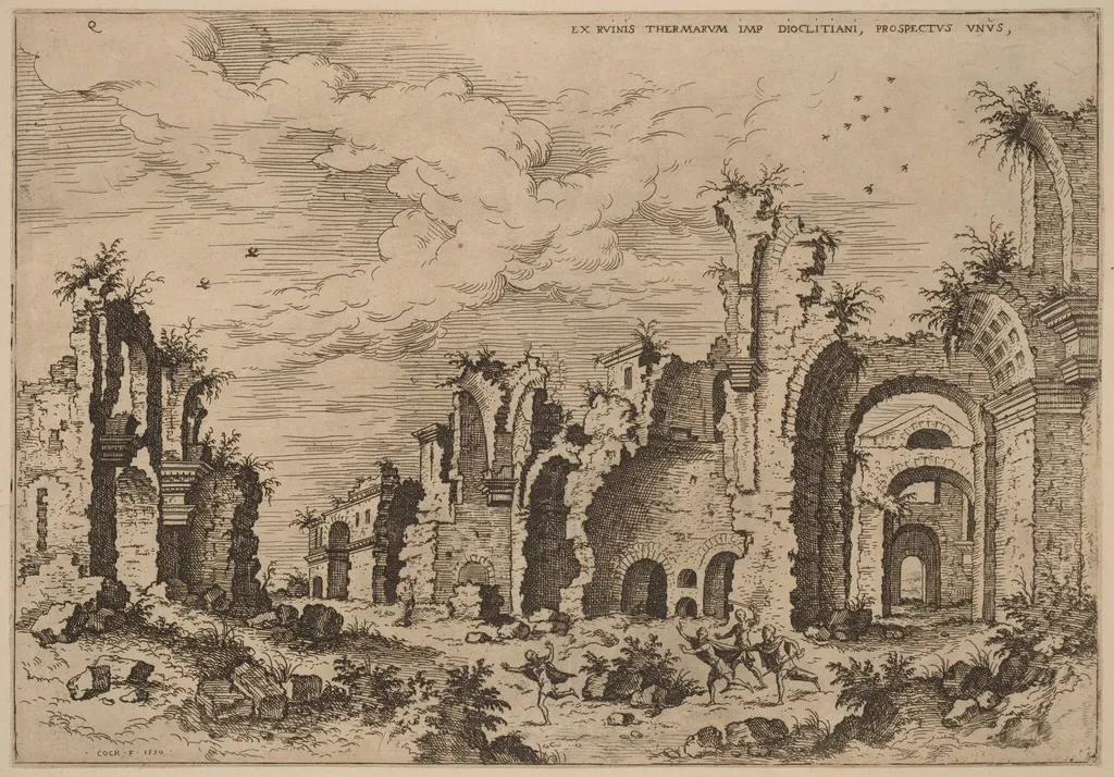 The Baths of Diocletian, by Hieronymus Cock, ink, 1550