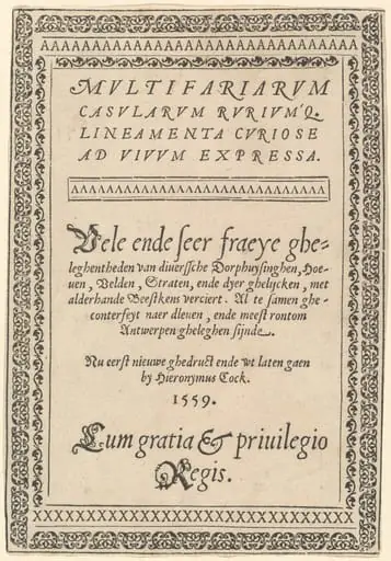 Title Page for "Multifariarum Casularum", by Hieronymus Cock