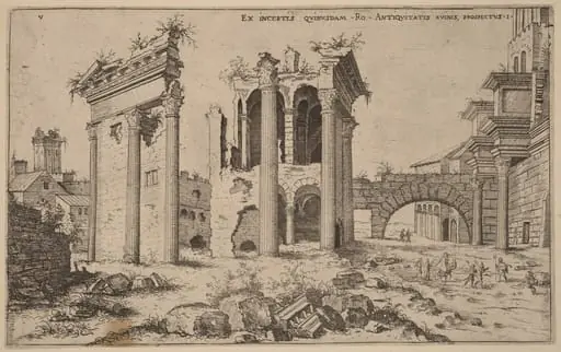 View of the Forum of Nerva, by Hieronymus Cock