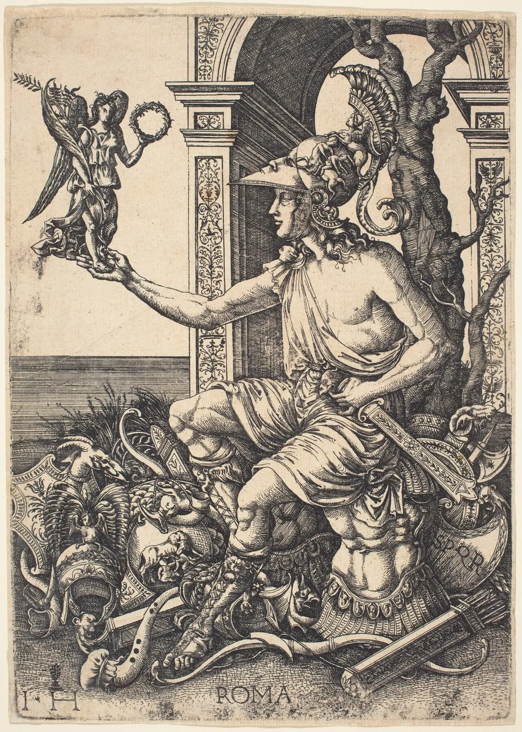 Personification of Rome, by Hieronymus Hopfer, ink, 1525
