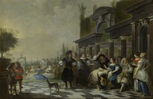 Patty-cake, by Hieronymus Janssens, oil, 1656