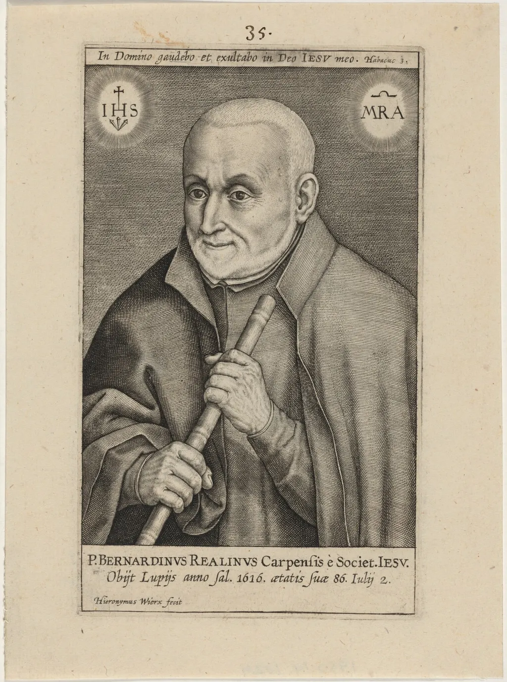 Bernardin Realinus, Jesuit Priest, by Hieronymus Wierix, ink, 1586