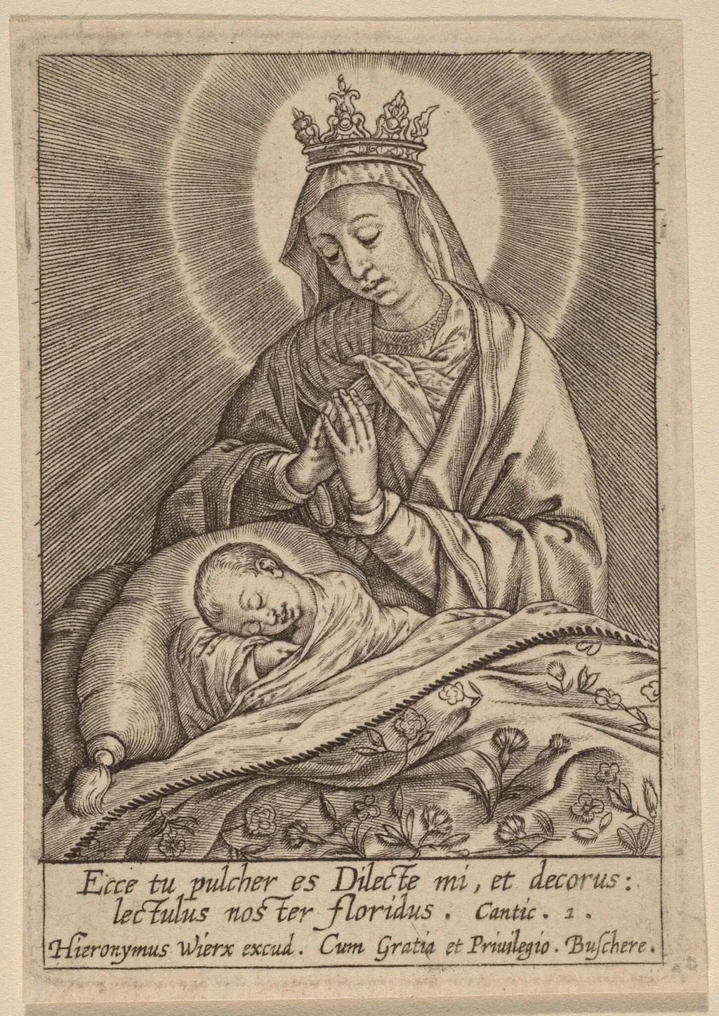 Ecce tu pulcher es Dilecte ..., by Hieronymus Wierix, ink, 1586