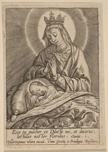 Ecce tu pulcher es Dilecte ..., by Hieronymus Wierix
