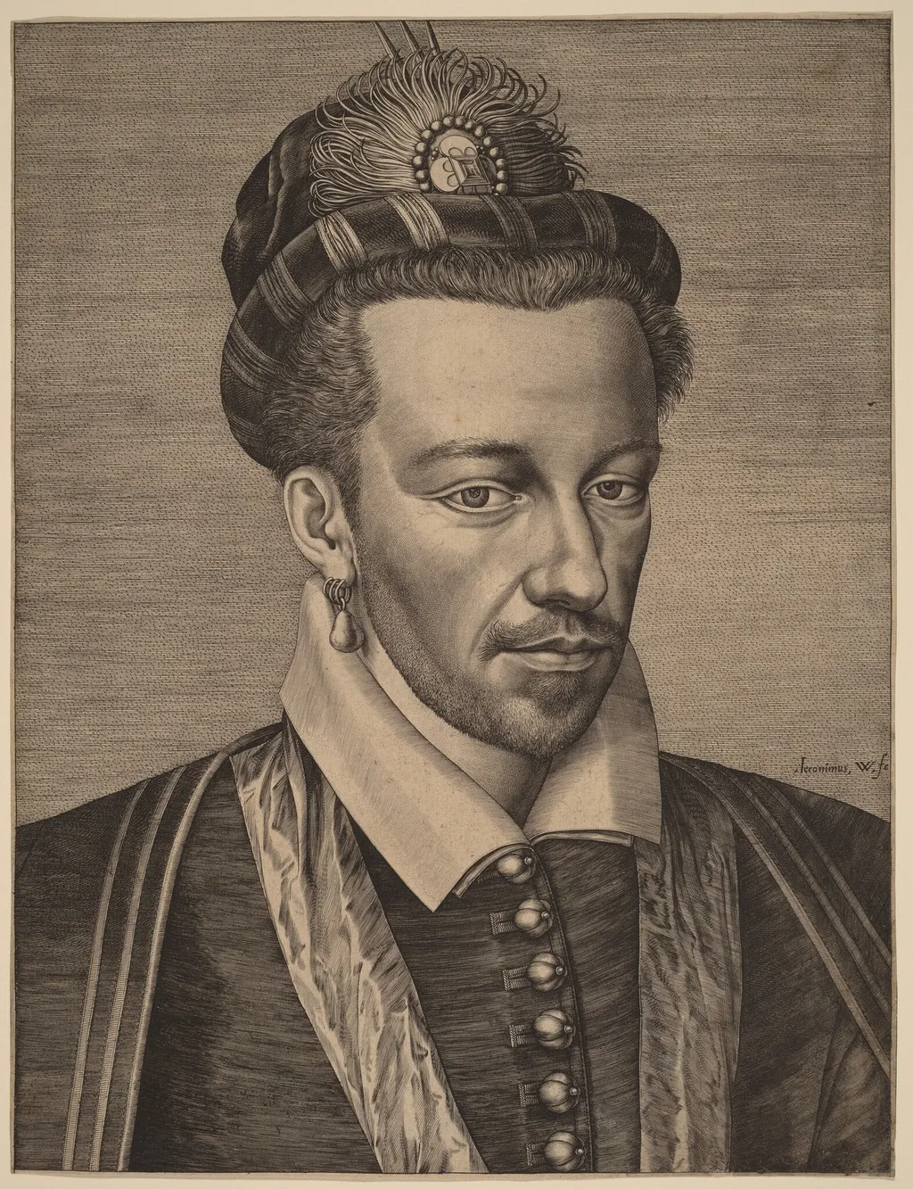 Henry III of France, by Hieronymus Wierix, ink, 1586