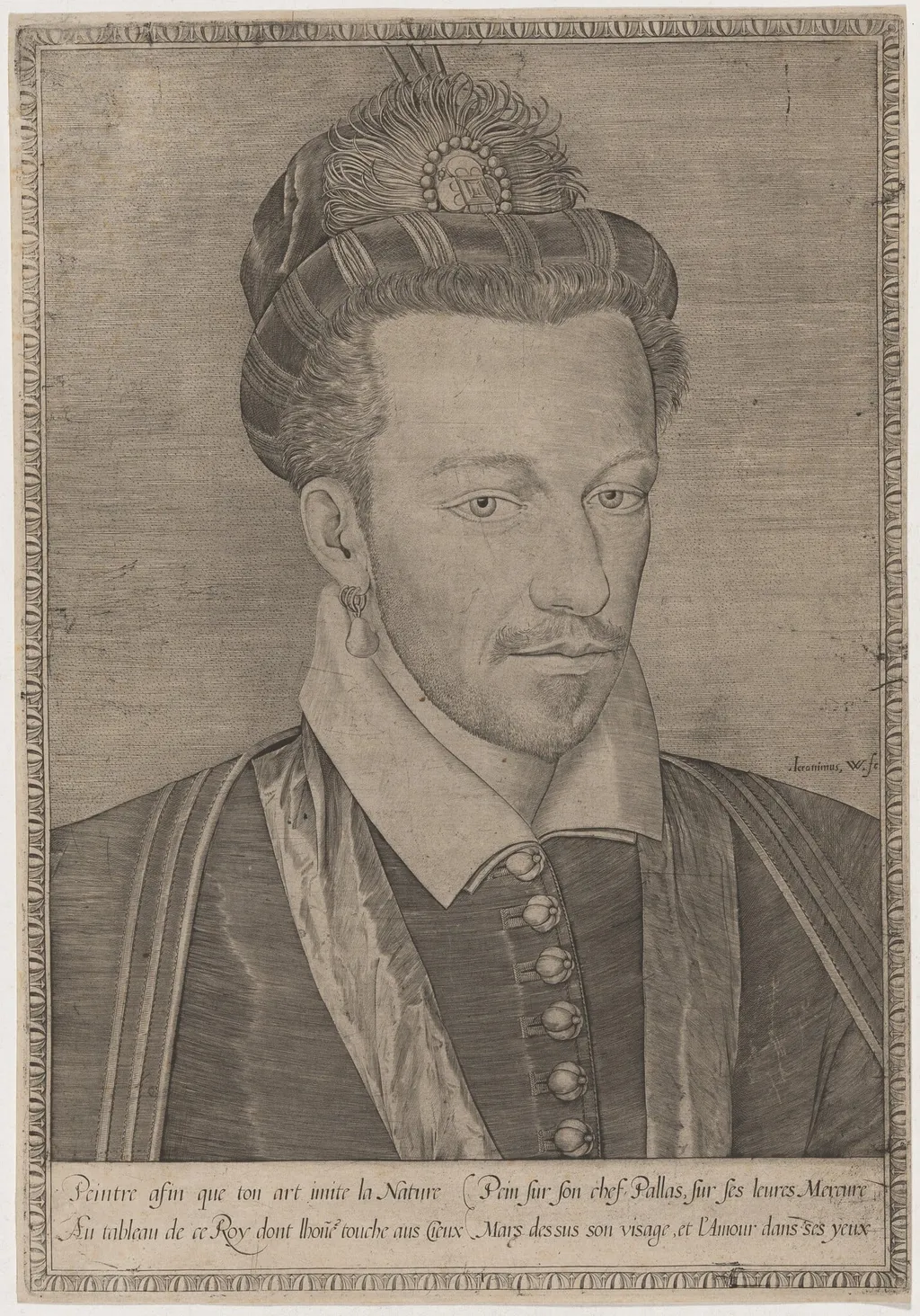 Henry III of France, by Hieronymus Wierix, ink, 1586