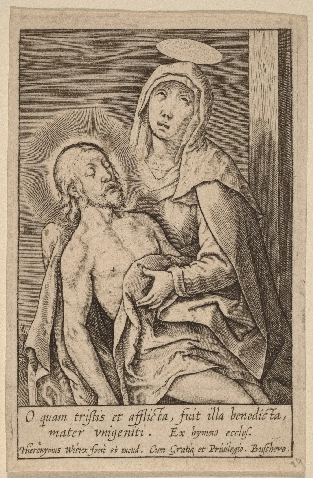 O quam tristis et afflicta ..., by Hieronymus Wierix, ink, 1586