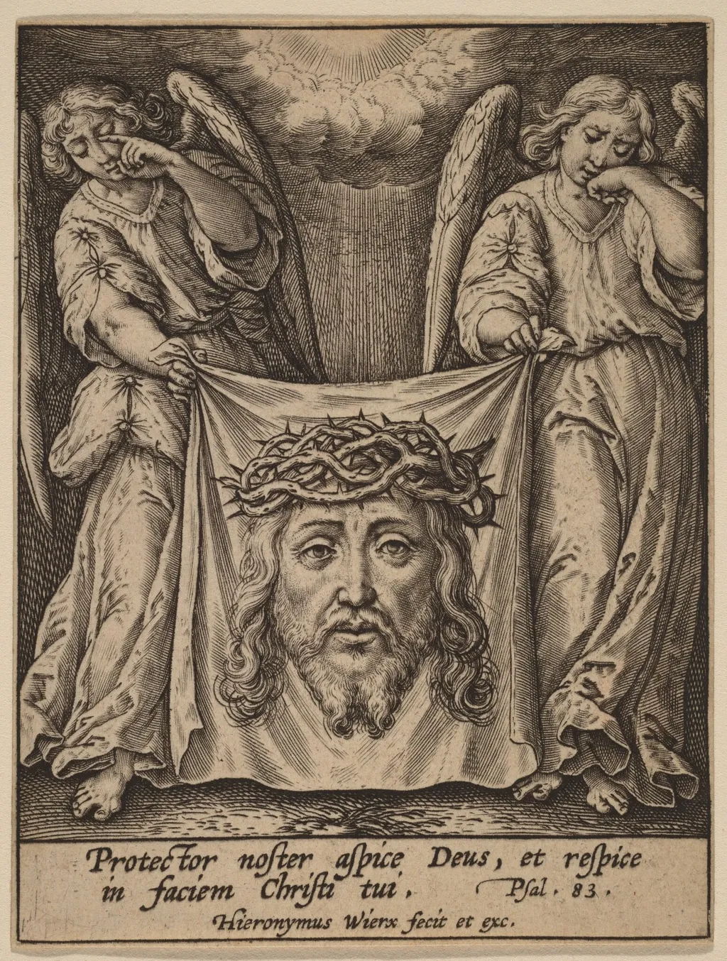 Protector Noster Aspice ..., by Hieronymus Wierix, ink, 1586