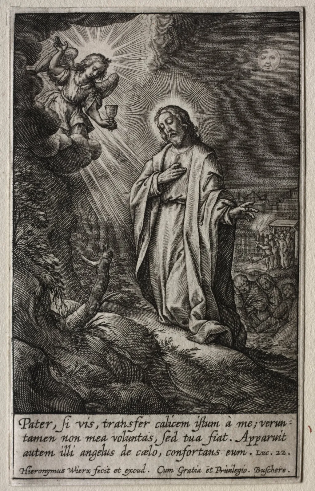 The Passion: The Agony in the Garden, by Hieronymus Wierix, 1619