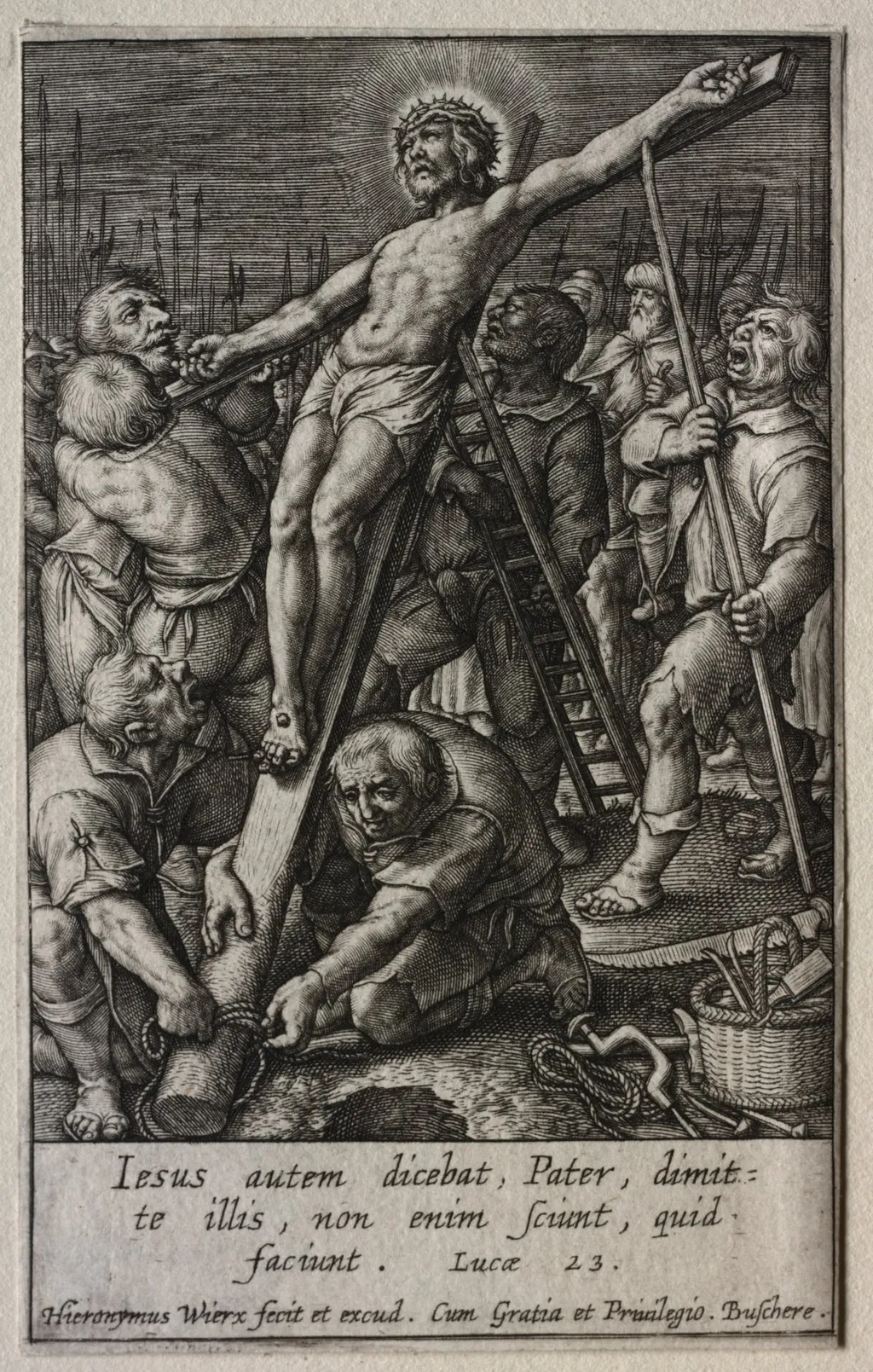 The Passion: The Raising of the Cross, by Hieronymus Wierix, 1619