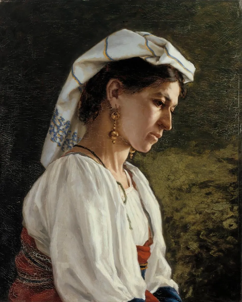 Italialainen malli, puolivartalokuva, by Hilda Eloise Granstedt, unspecified
