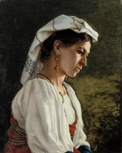 Italialainen malli, puolivartalokuva, by Hilda Eloise Granstedt