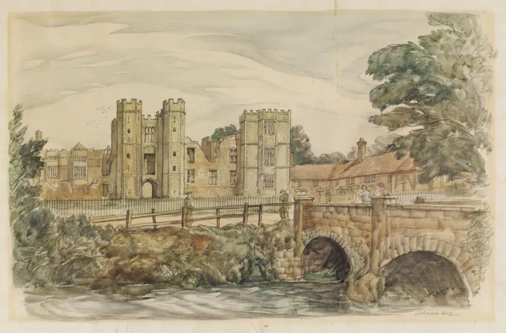 Cowdray Ruins, Midhurst, by Hill, watercolor, 1940