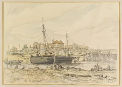 Entrance to Rye Harbour from Camber, by Hill