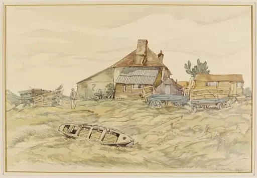 Old Cottages on the Marshes, Winchelsea, by Hill