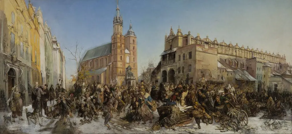 Fair on the Main Market Square in Krakow, by Hipolit Lipiński