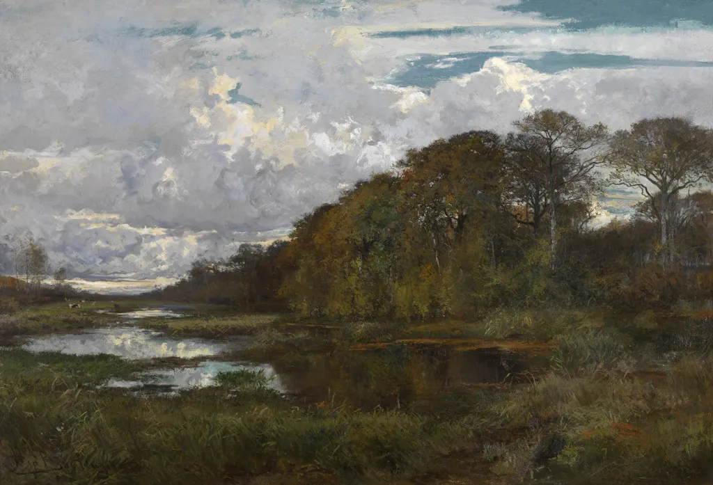 The Ponds of the "Grijze Molen" in Terhulpen, by Hippolyte Boulenger, oil, 1860