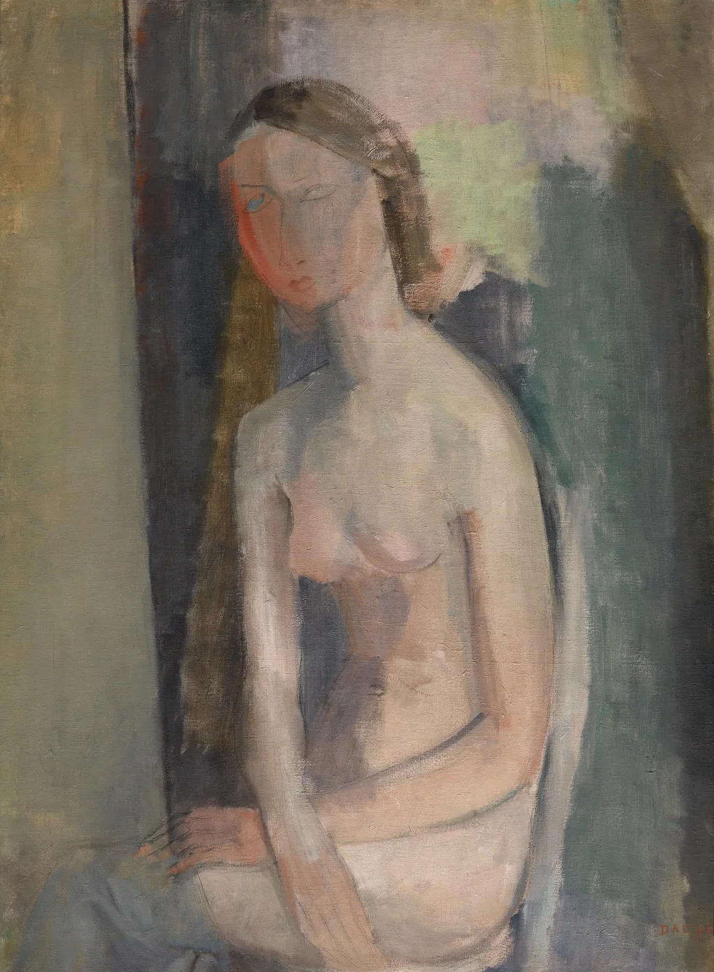 Nude with Arms Crossed, by Hippolyte Daeye, oil, 1927