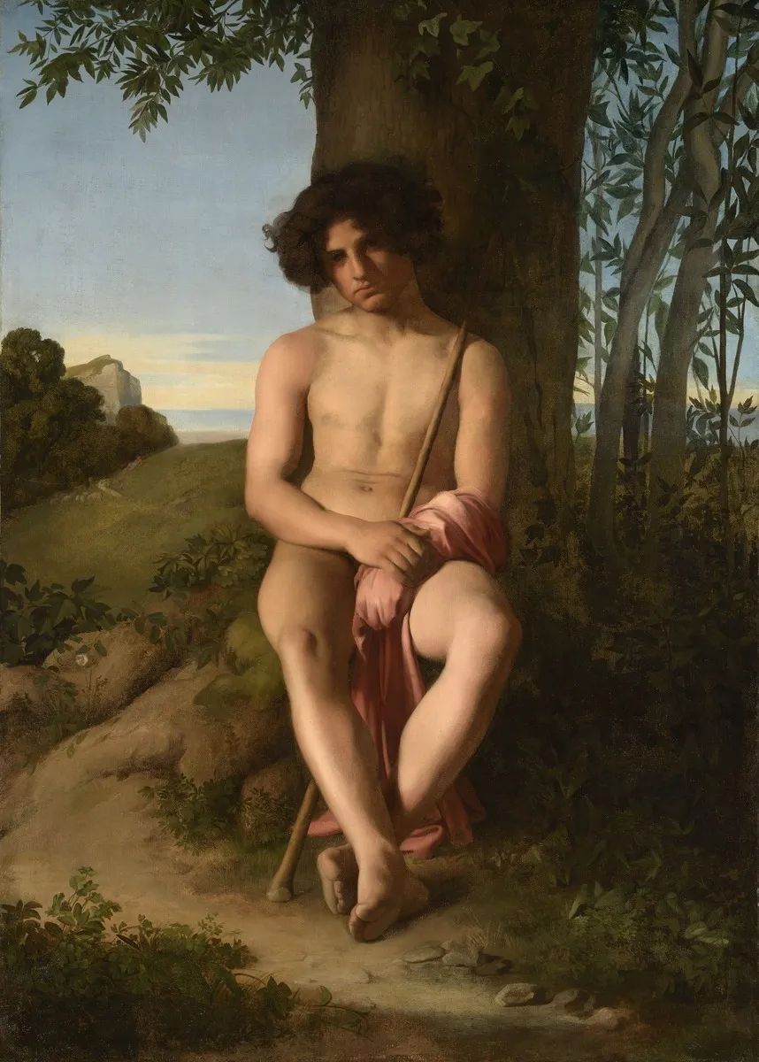 Seated Young Shepherd, by Hippolyte Flandrin, oil, 1834